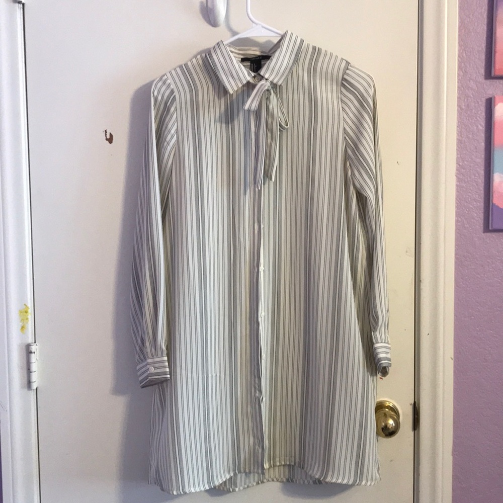 White and black striped dress